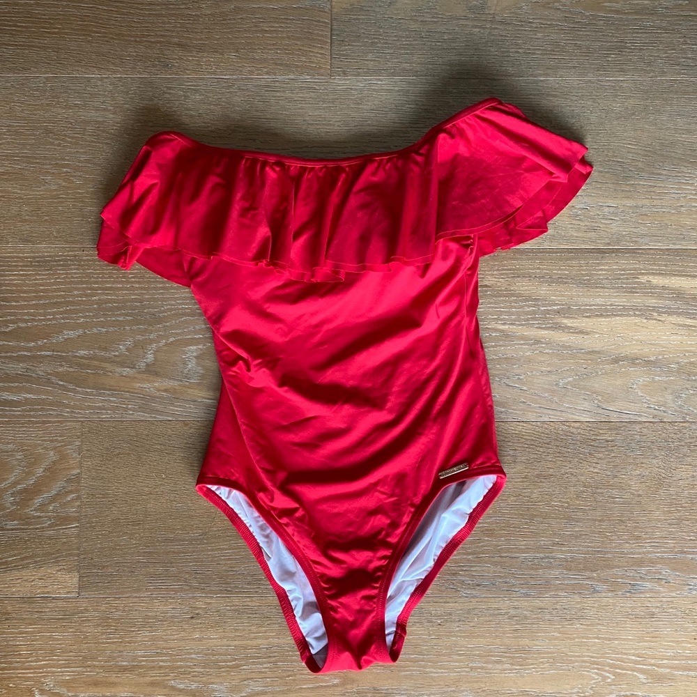 Michael Kors Red Ruffled One Piece